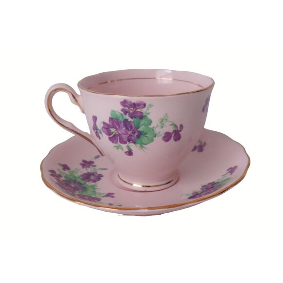 Vintage Pink Tea Cup and Saucer Teacup Violets Colclough Bone China - Picture 4 of 5